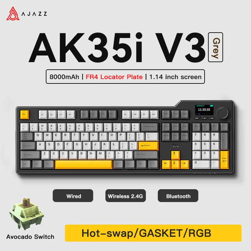 Gaming Keyboard Hot Swappable - Ajazz AK35I V3 MAX トライモード有線・Bluetooth・無線ゲーミングキーボード ガスケット構造