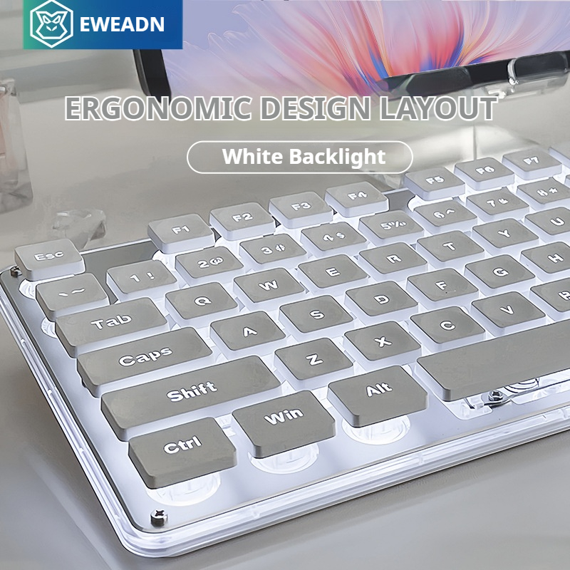 Gaming Keyboard And Mouse Combo - EWEADN V3-静かなワイヤレスキーボードとマウスのセット,ゲームとオフィス用のゲームとオフィス用の104キーの完全なサイズ,調整されたキー