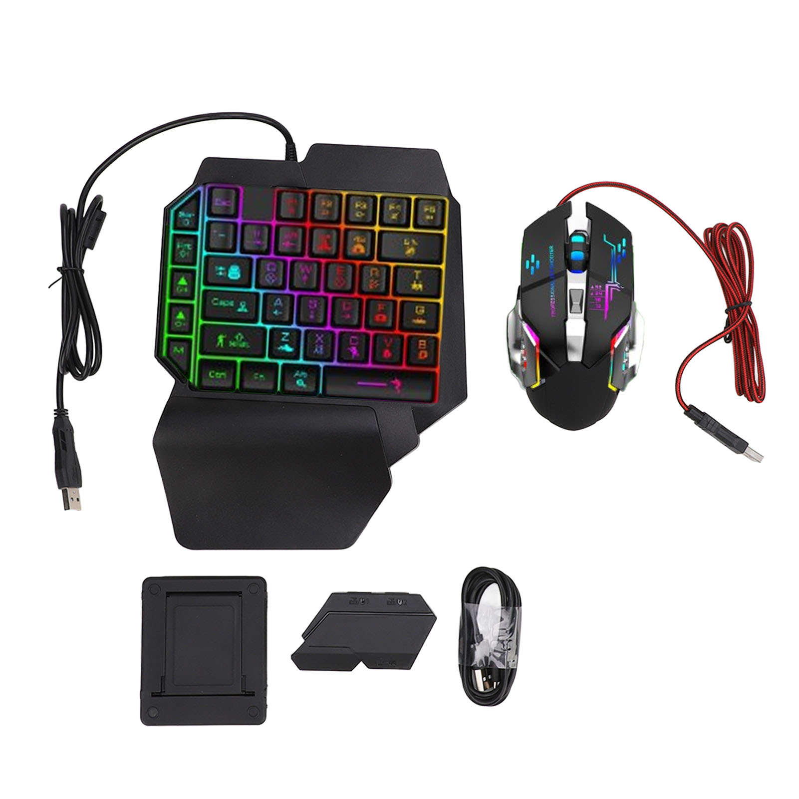 Gaming Keyboard Mouse Combo - キーボード マウス コンバーター セット 応答性の高い片手キーボード マウス