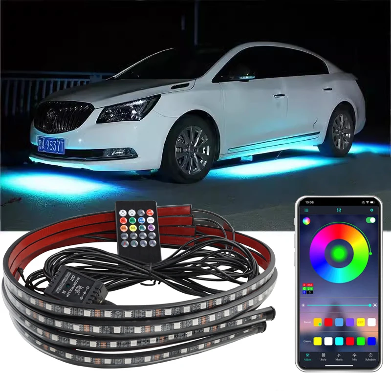 Rgb Underglow Strip - RGB フレキシブル LED ライトバー車のアンダーグロー Led ストリップライトチューブリモートアプリ制御ネオンライト雰囲気ランプ自動装飾