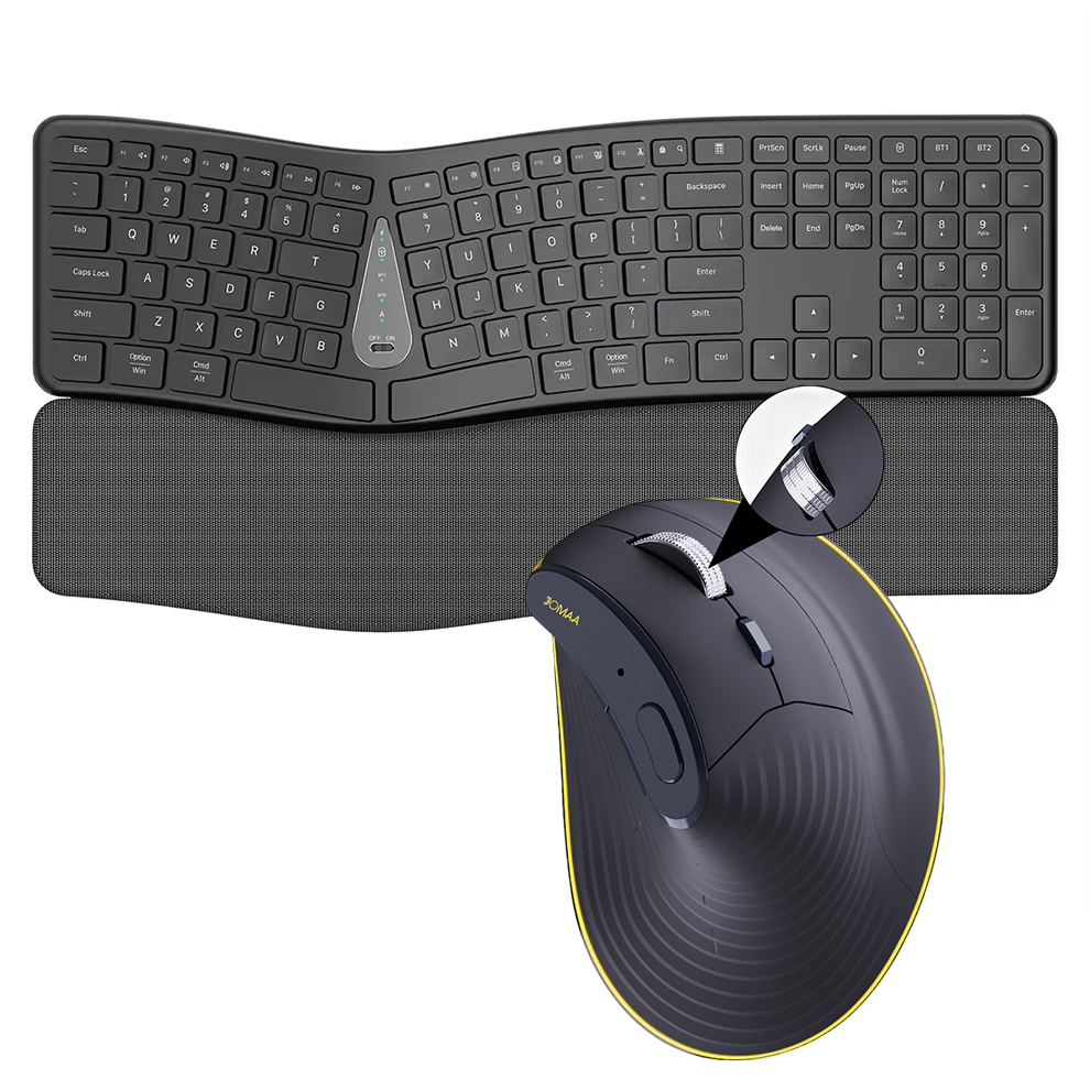 Gaming Keyboard Mouse Combo - 2.4G ワイヤレスキーボードマウスコンボ、快適な自然なタイピング、パームレスト、マルチデバイス Bluetooth 充電式キーボードセット