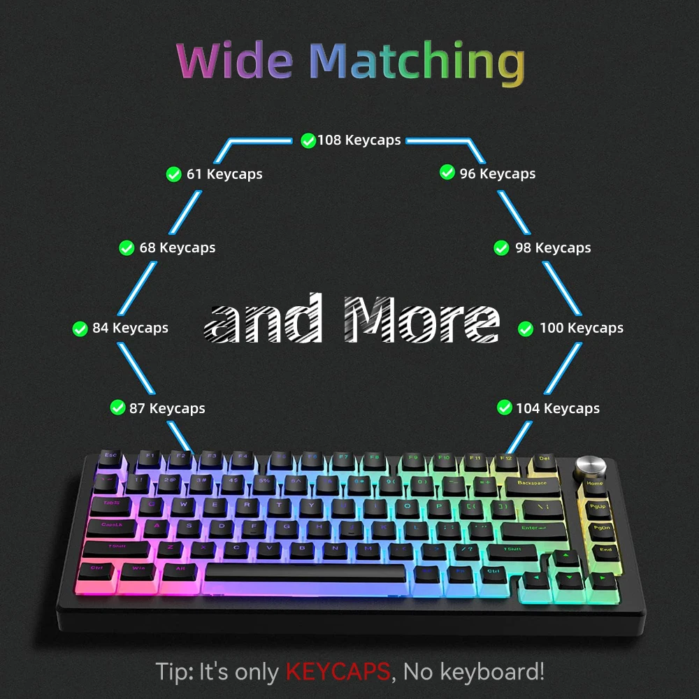 新しいプリンPBTキーキャップ 129キー ダブルショット  - Gaming Keyboard And Mouse Combo のレビューと価格