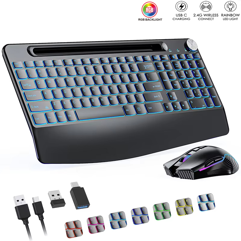ワイヤレスキーボードとマウスのセットCタイプ,リストレスト付 - Gaming Keyboard And Mouse Combo のレビューと価格