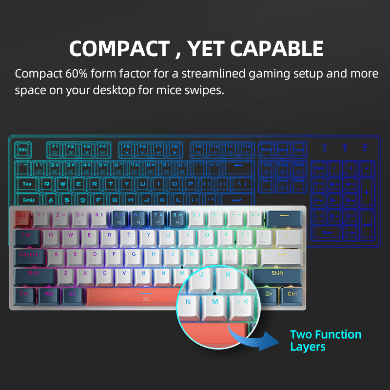 K500-B61 Machenike ミニメカニカルキーボー - Gaming Keyboard Hot Swappable のレビューと価格