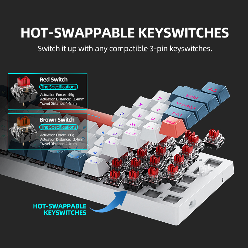 K500-B61 Machenike ミニメカニカルキーボー - Gaming Keyboard Hot Swappable のレビューと価格