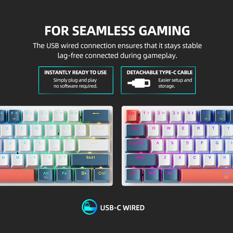 K500-B61 Machenike ミニメカニカルキーボー - Gaming Keyboard Hot Swappable のレビューと価格