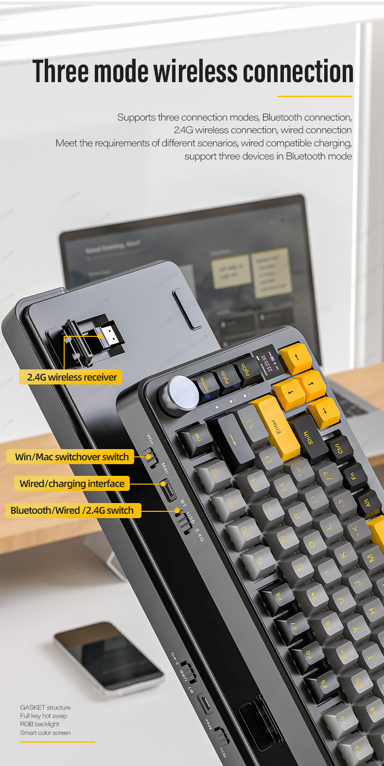 2024年新型AL66メカニカルキーボード アルミ合金製多機 - Gaming Keyboard Hot Swappable のレビューと価格