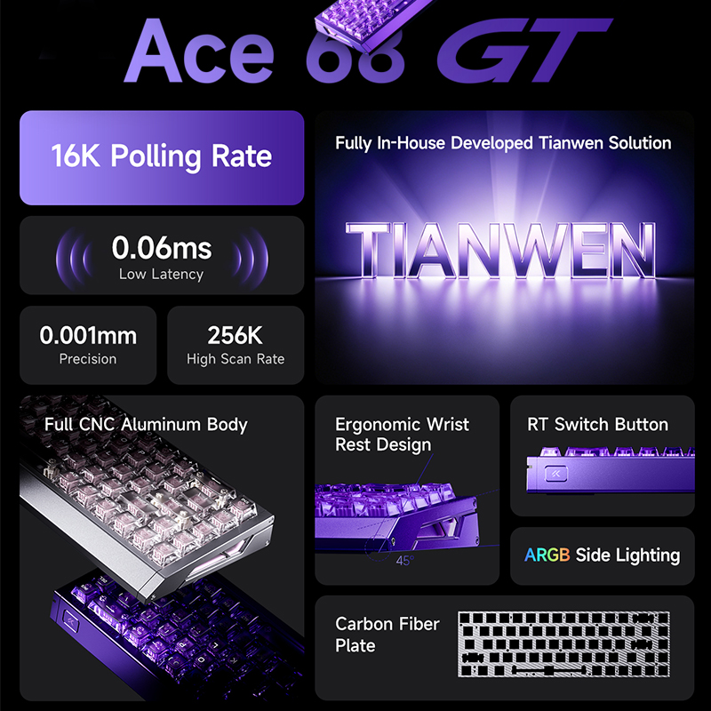 MCHOSE Ace 68 GT アルミニウム合金製マグネッ - Gaming Keyboard Hot Swappable のレビューと価格