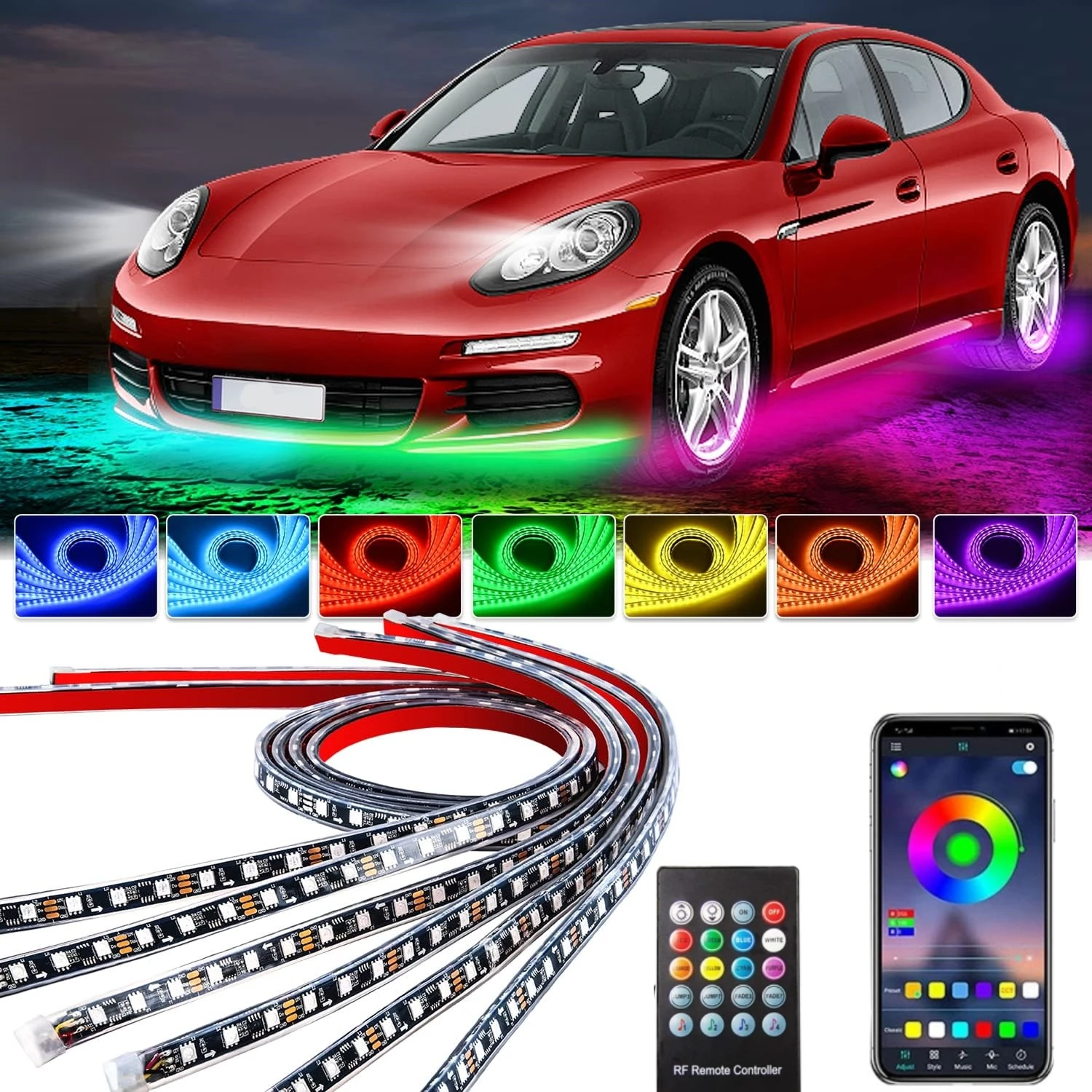 車の下に配置されるLEDネオンランプ,車の下に配置される柔軟 - Rgb Underglow Strip のレビューと価格