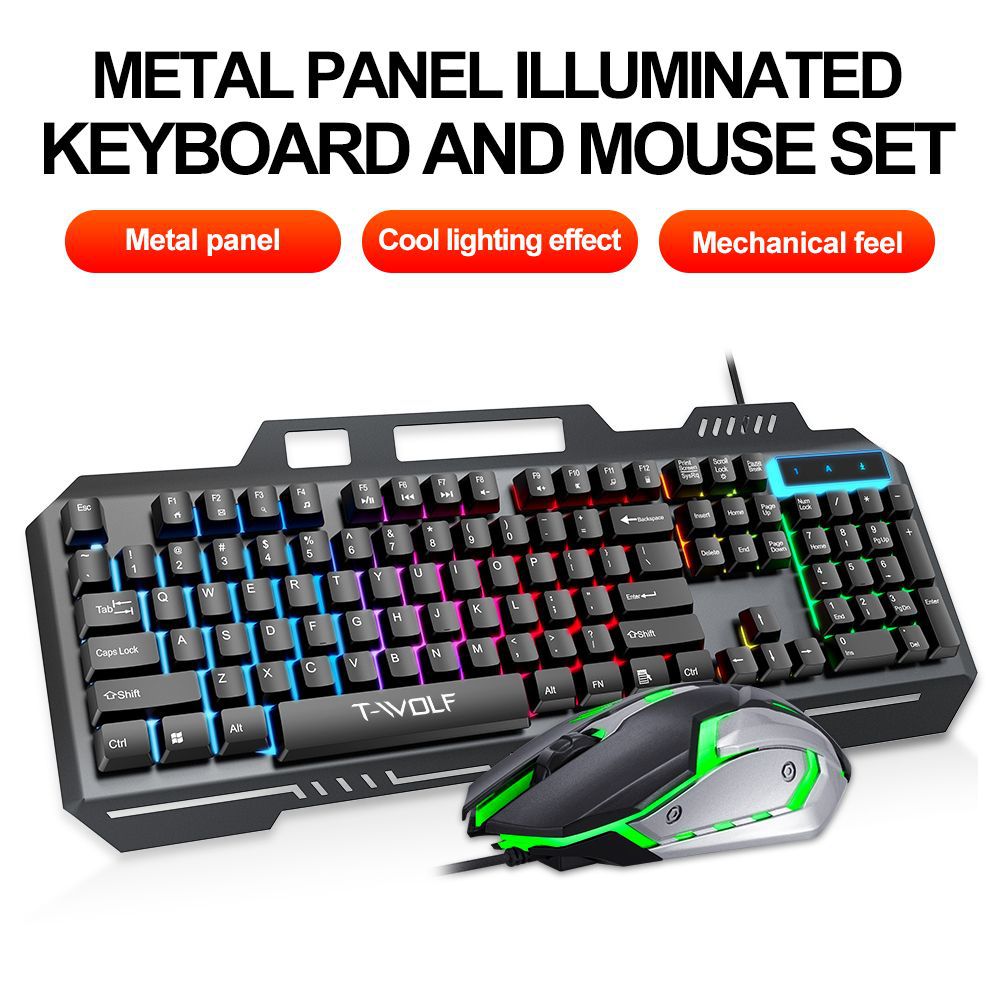 Twolfバックライト付き有線ゲーミングキーボード、マウス付 - Gaming Keyboard And Mouse Combo のレビューと価格