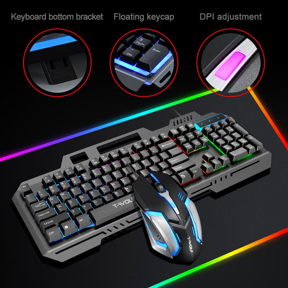 Twolfバックライト付き有線ゲーミングキーボード、マウス付 - Gaming Keyboard And Mouse Combo のレビューと価格